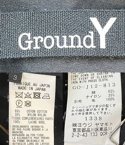 GROUND Y テーラードジャケット COTTON NYLON OXFORD LONG JACKET 24AW GO-J12-813 メンズ SIZE 3 グラウンド ワイ