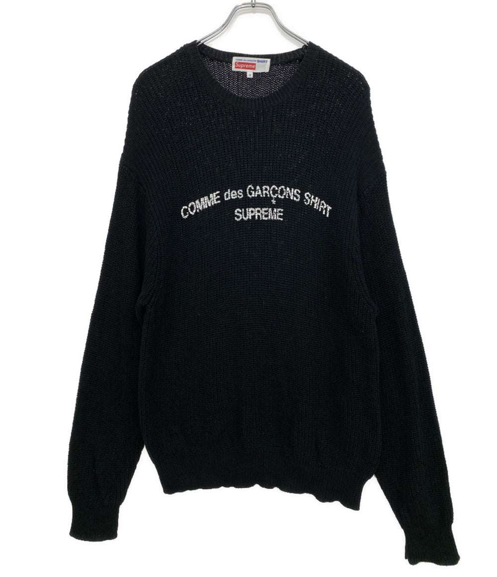Supreme×COMME des GARCONS SHIRT コムデギャルソンシャツ ロゴ クルーネックニット メンズ SIZE M シュプリーム