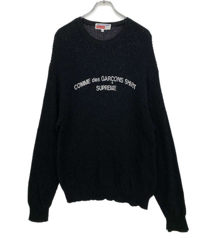 Supreme×COMME des GARCONS SHIRT コムデギャルソンシャツ ロゴ クルーネックニット メンズ SIZE M シュプリーム