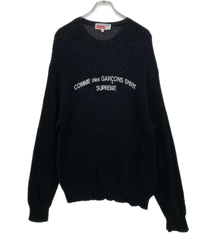 Supreme×COMME des GARCONS SHIRT コムデギャルソンシャツ ロゴ クルーネックニット メンズ SIZE M シュプリーム