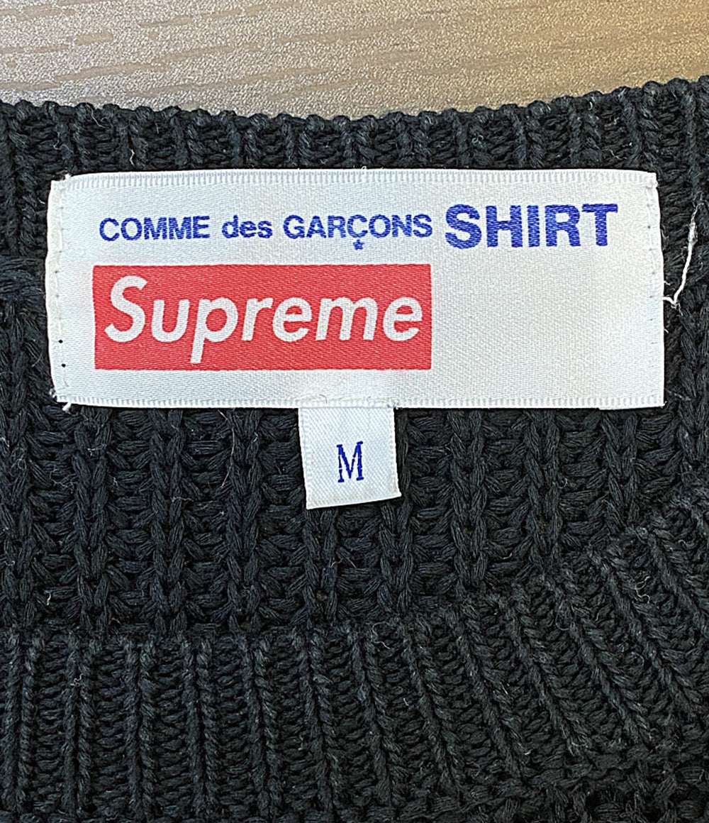 Supreme×COMME des GARCONS SHIRT コムデギャルソンシャツ ロゴ クルーネックニット メンズ SIZE M シュプリーム