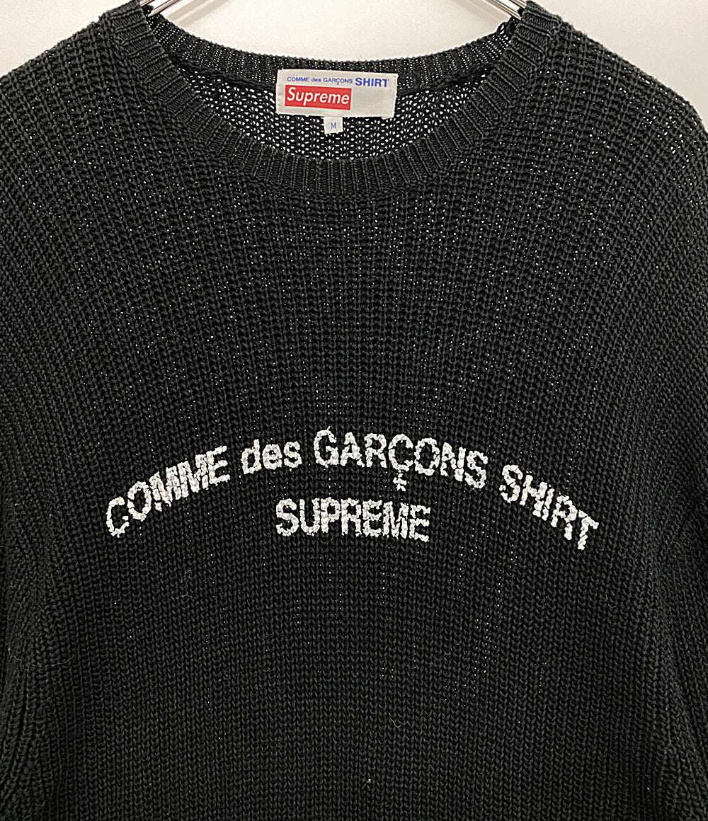 Supreme×COMME des GARCONS SHIRT コムデギャルソンシャツ ロゴ クルーネックニット メンズ SIZE M シュプリーム