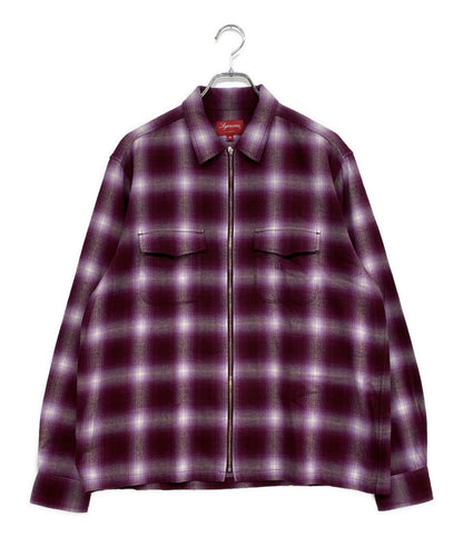 Supreme 長袖シャツ SHADOW PLAID FLANNEL ZIP UP SHIRT メンズ SIZE M シュプリーム
