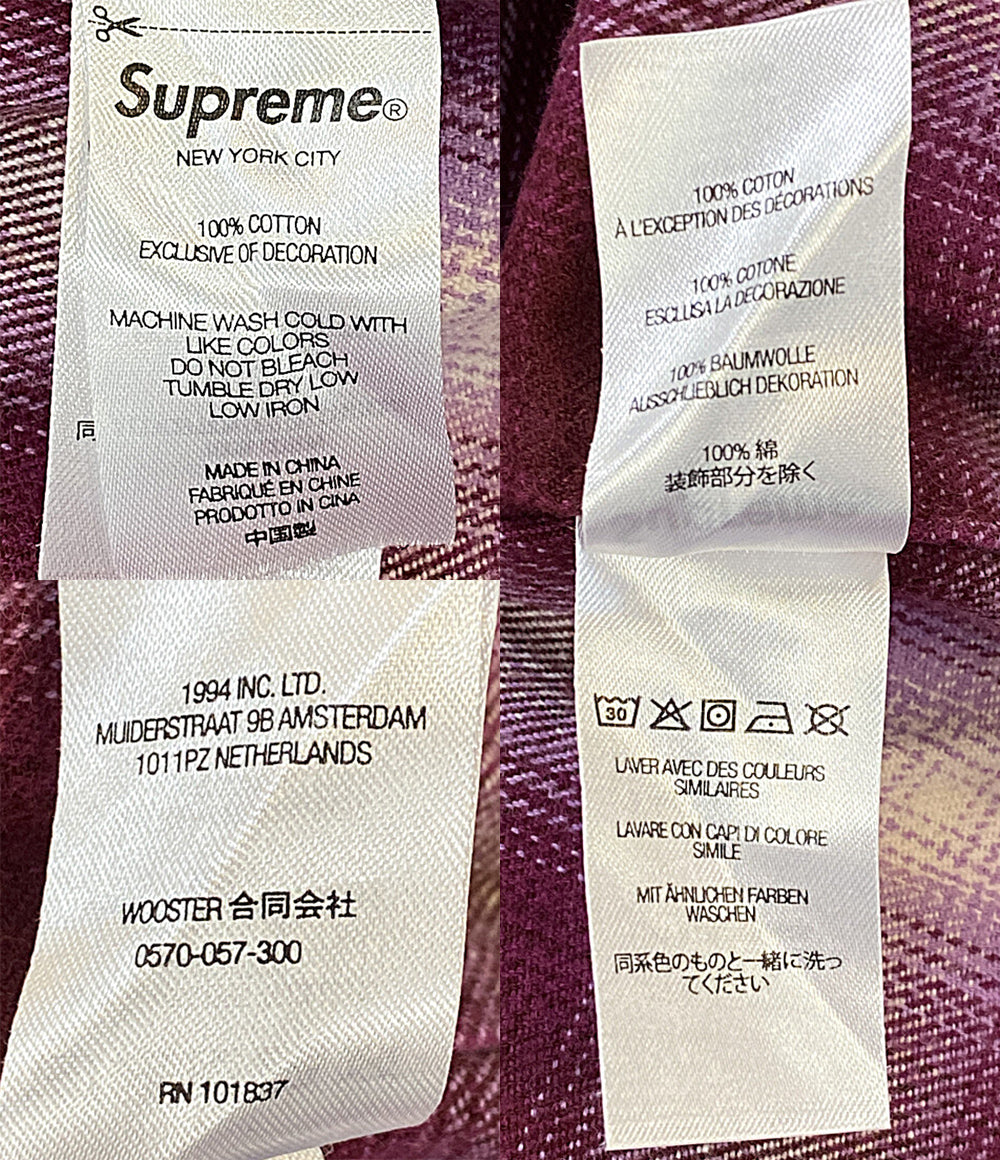 Supreme 長袖シャツ SHADOW PLAID FLANNEL ZIP UP SHIRT メンズ SIZE M シュプリーム