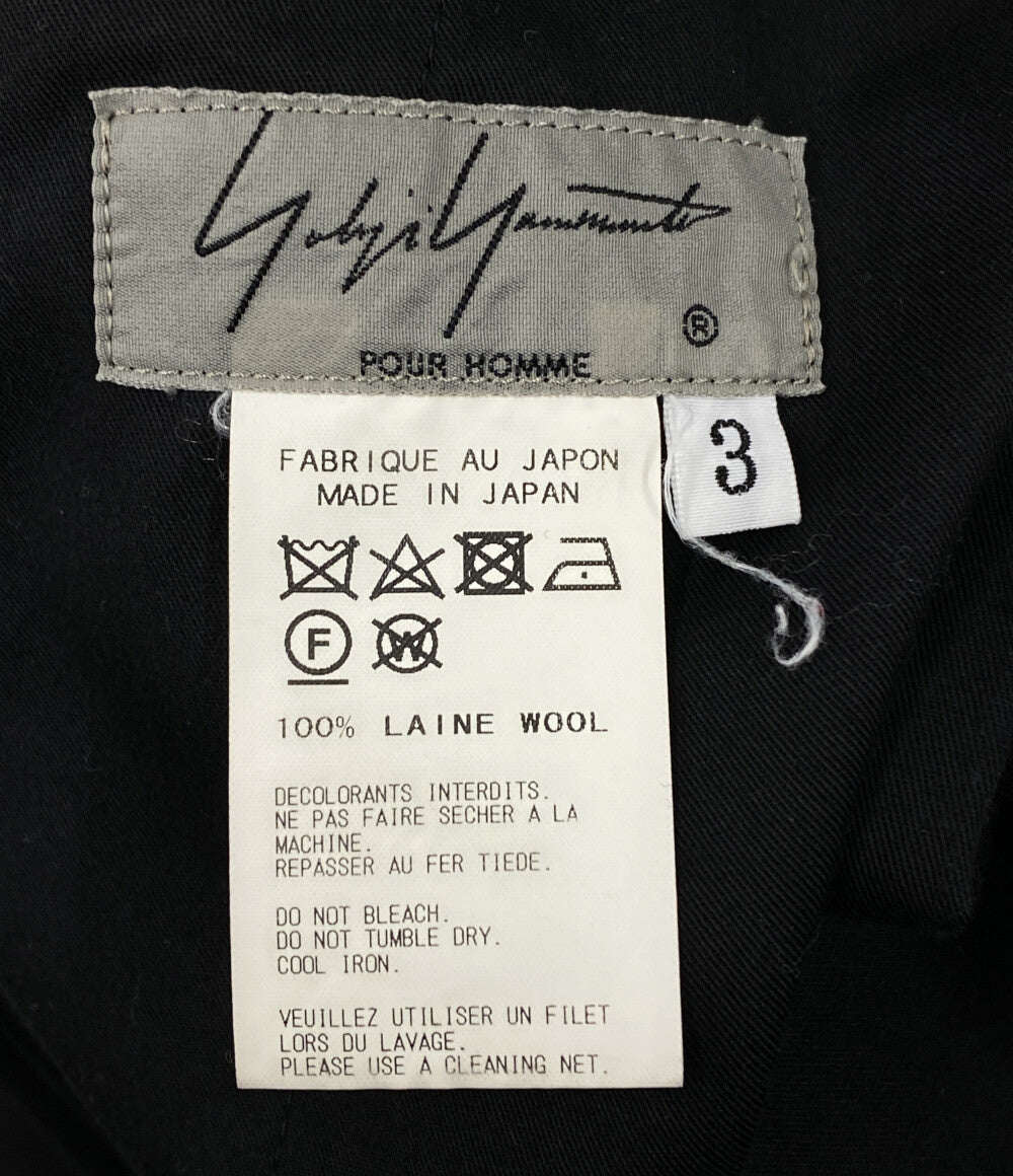 YOHJI YAMAMOTO POUR HOMME シワギャバウエストデザインワイドパンツ 20ss HV-S10-100 メンズ SIZE 3 ヨウジヤマモトプールオム