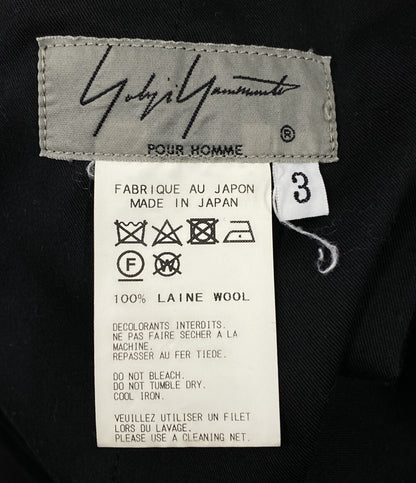 YOHJI YAMAMOTO POUR HOMME シワギャバウエストデザインワイドパンツ 20ss HV-S10-100 メンズ SIZE 3 ヨウジヤマモトプールオム