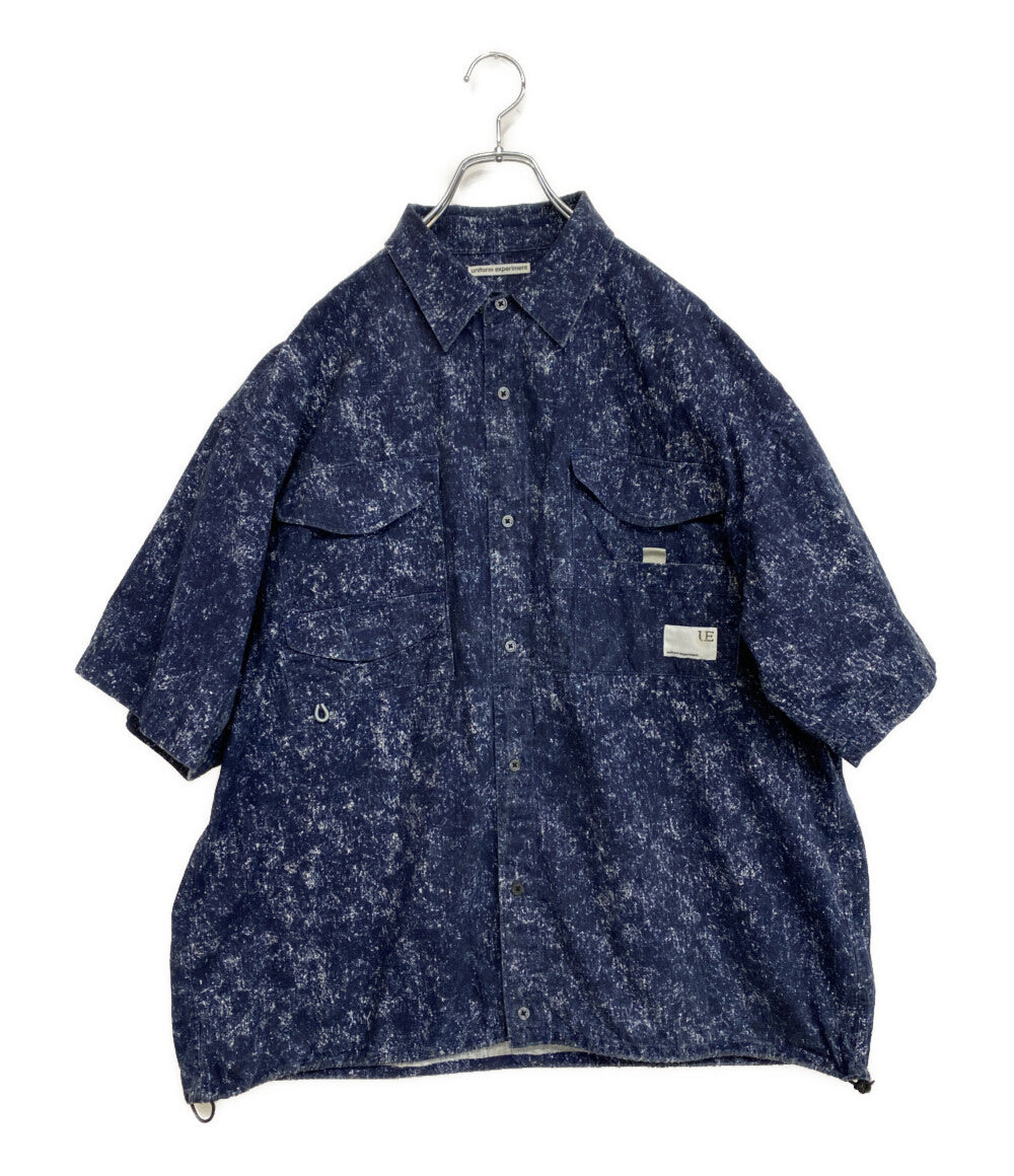 uniform experiment 半袖シャツ INDIGO PRINT S S FISHING SHIRT 25SS UE-250009 メンズ SIZE 4 ユニフォームエクスペリメント