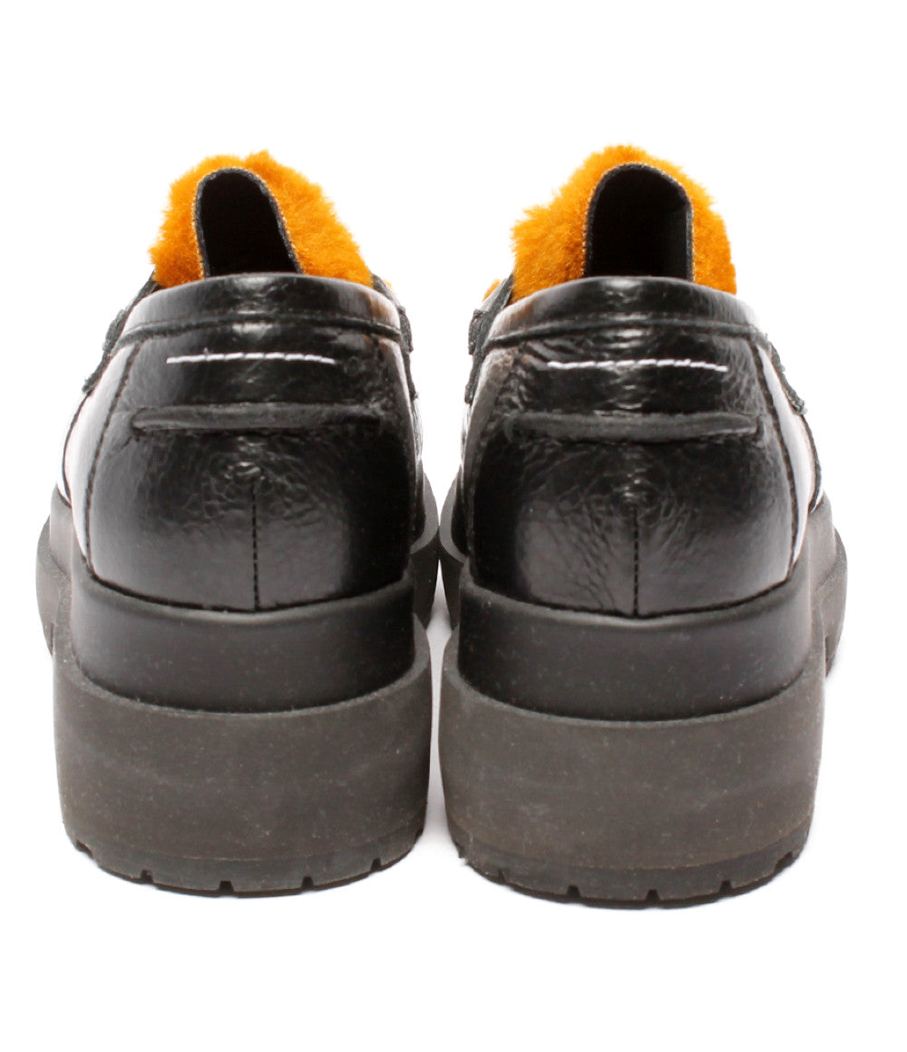 エムエムシックス 美品 エコファーレザーモカシン ローファー ブラック メゾン マルジェラ 19AW レディース SIZE 23.5 MM6