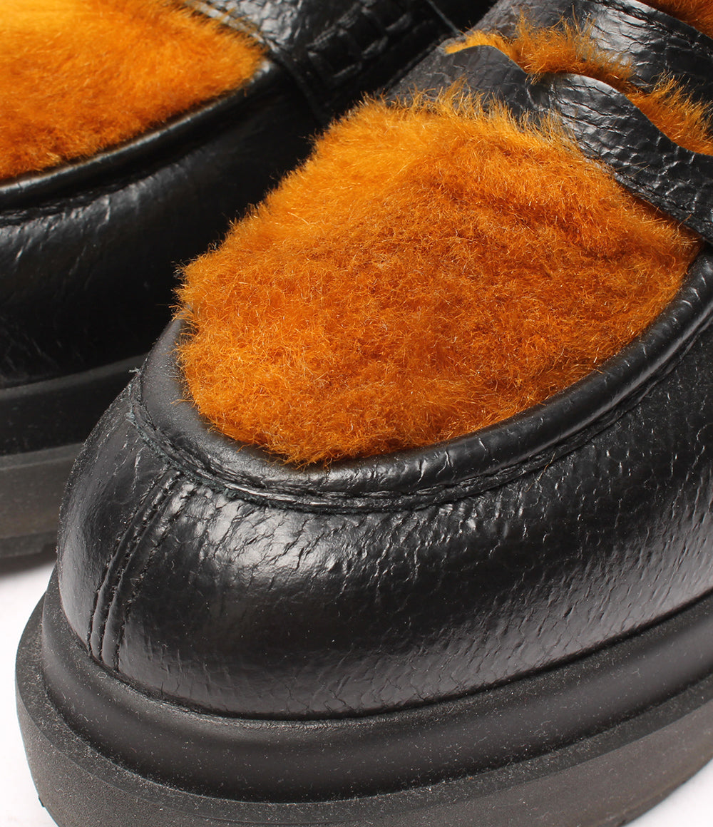 エムエムシックス 美品 エコファーレザーモカシン ローファー ブラック メゾン マルジェラ 19AW レディース SIZE 23.5 MM6