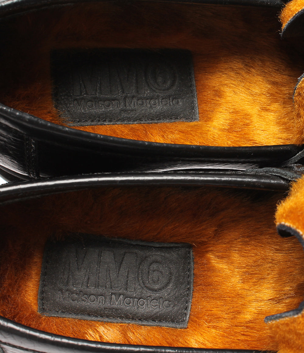 エムエムシックス 美品 エコファーレザーモカシン ローファー ブラック メゾン マルジェラ 19AW レディース SIZE 23.5 MM6