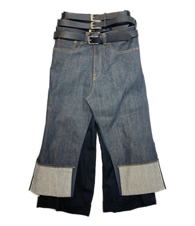 美品 JUNYA WATANABE COMME des GARCONS ベルテッドラップデニムパンツ 24AW JN-P102 レディース SIZE XS ジュンヤワタナベコムデギャルソン
