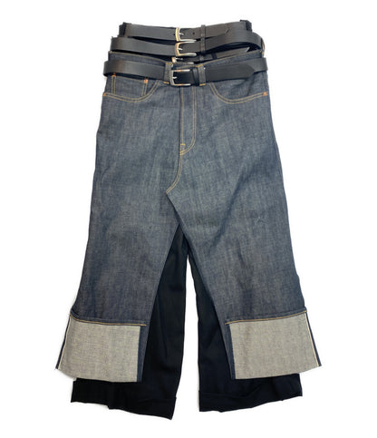 美品 JUNYA WATANABE COMME des GARCONS ベルテッドラップデニムパンツ 24AW JN-P102 レディース SIZE XS ジュンヤワタナベコムデギャルソン