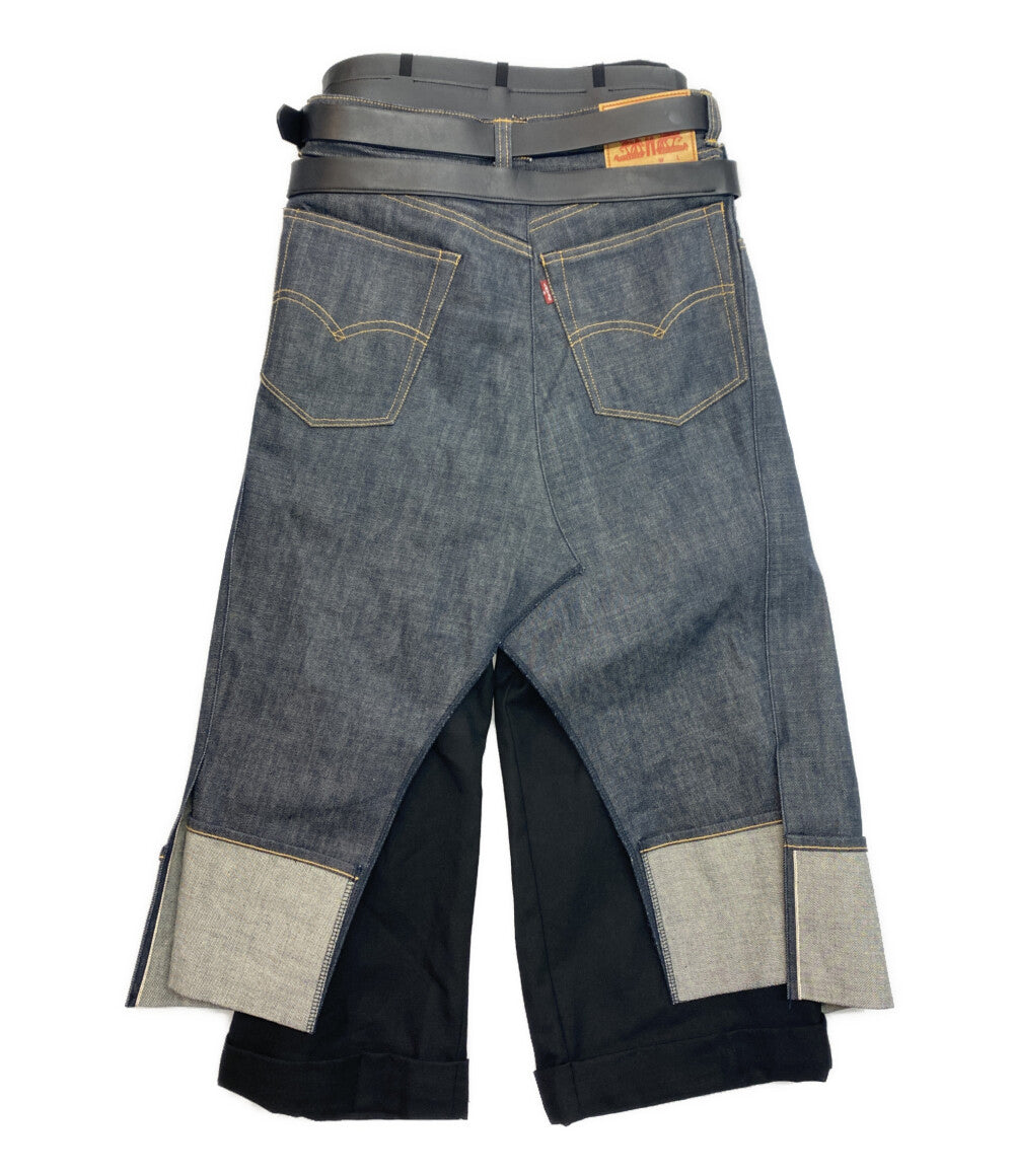 美品 JUNYA WATANABE COMME des GARCONS ベルテッドラップデニムパンツ 24AW JN-P102 レディース SIZE XS ジュンヤワタナベコムデギャルソン