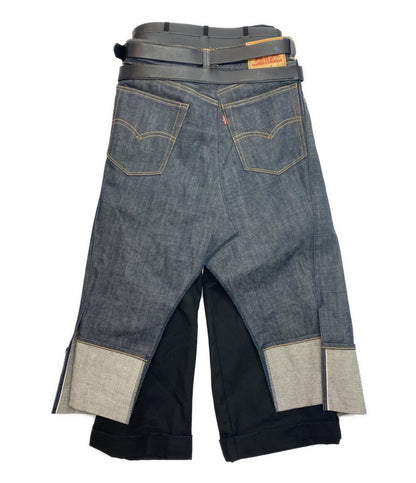 美品 JUNYA WATANABE COMME des GARCONS ベルテッドラップデニムパンツ 24AW JN-P102 レディース SIZE XS ジュンヤワタナベコムデギャルソン