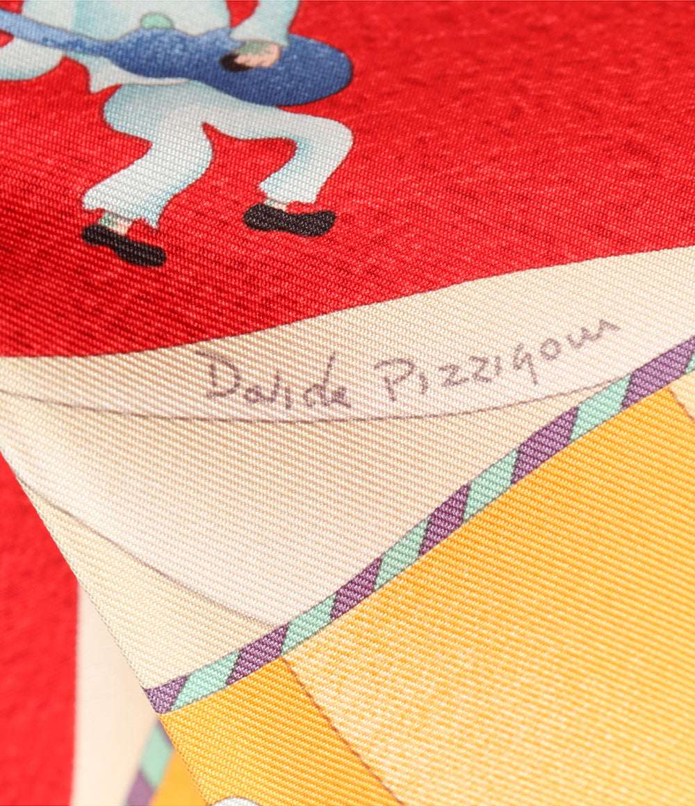 美品 BVLGARI スカーフ サーカス レッド Girotondo di Marionette Red レディース ブルガリ