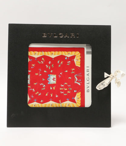 美品 BVLGARI スカーフ サーカス レッド Girotondo di Marionette Red レディース ブルガリ