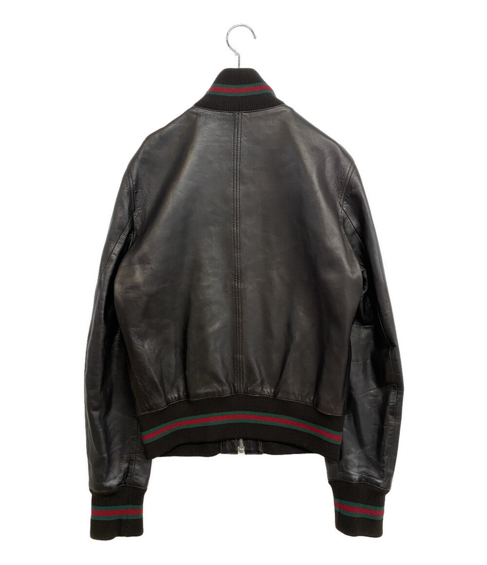 グッチ　GUCCI ラムレザージャケット　ブラック　黒　裏生地　赤　レッド GUCCI レザージャケット XM586 メンズ SIZE 46 グッチ – Rehello by