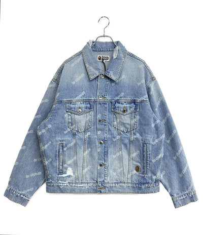 美品 A BATHING APE デニムジャケット HEXAGRAMASER DESTROY DENIM JACKET メンズ SIZE L アベイシングエイプ