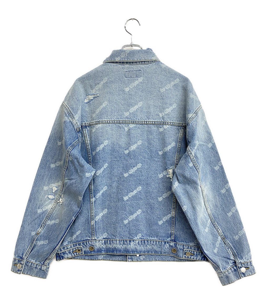 美品 A BATHING APE デニムジャケット HEXAGRAMASER DESTROY DENIM JACKET メンズ SIZE L アベイシングエイプ
