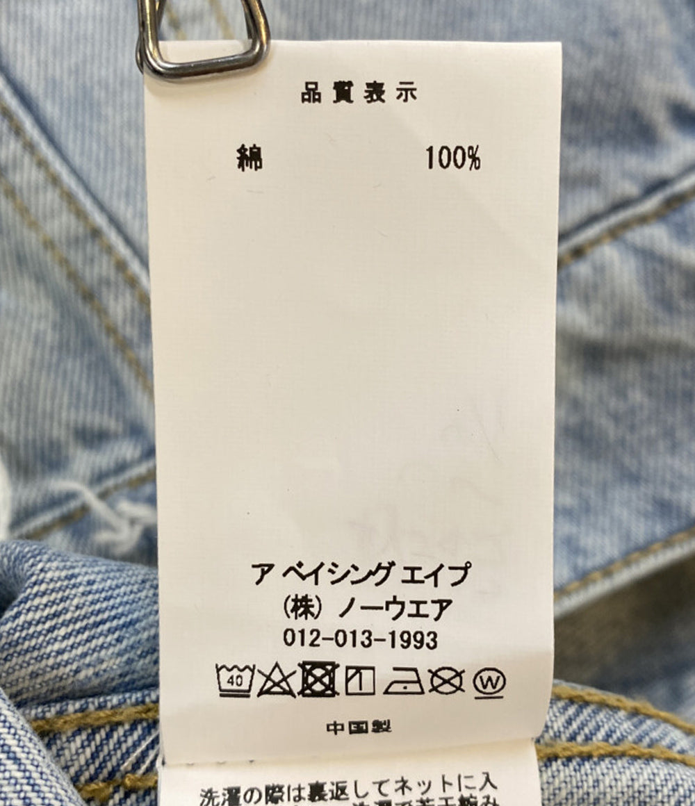 美品 A BATHING APE デニムジャケット HEXAGRAMASER DESTROY DENIM JACKET メンズ SIZE L アベイシングエイプ