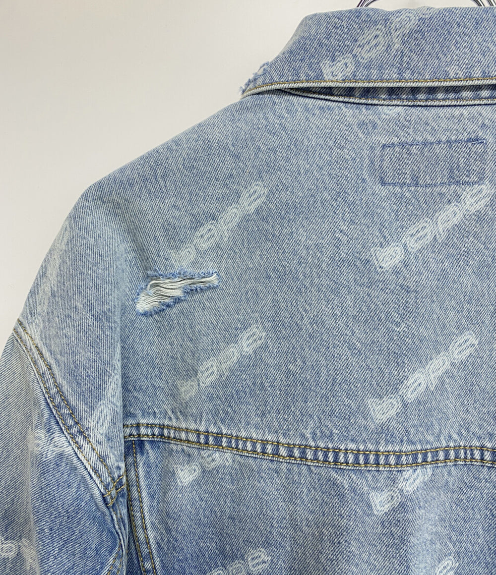美品 A BATHING APE デニムジャケット HEXAGRAMASER DESTROY DENIM JACKET メンズ SIZE L アベイシングエイプ