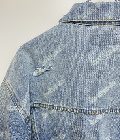 美品 A BATHING APE デニムジャケット HEXAGRAMASER DESTROY DENIM JACKET メンズ SIZE L アベイシングエイプ