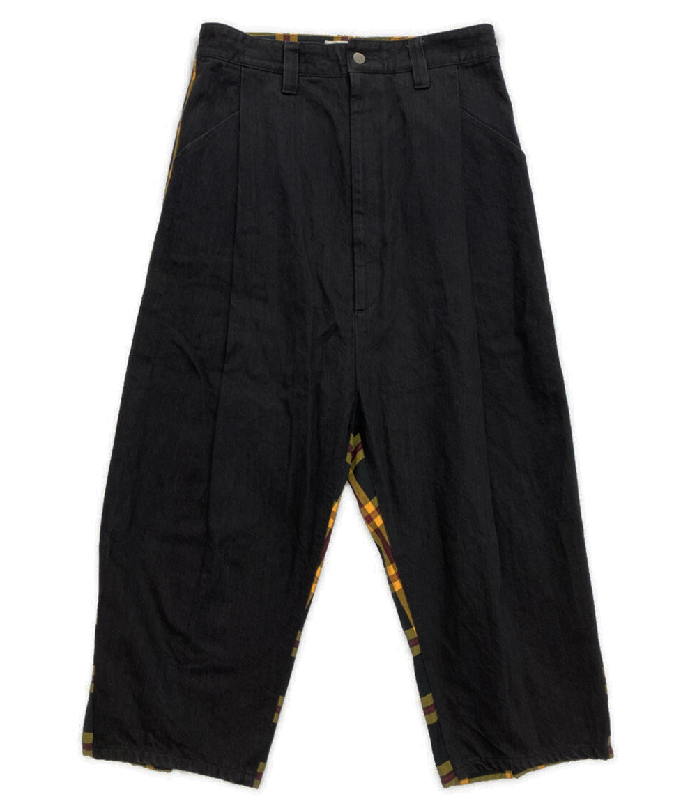 A18069 美品 キディル ドッキングボンテージサルエルパンツ 黒黄 46 KIDILL キディル バックファスナー切替パンツ メンズ SIZE 46