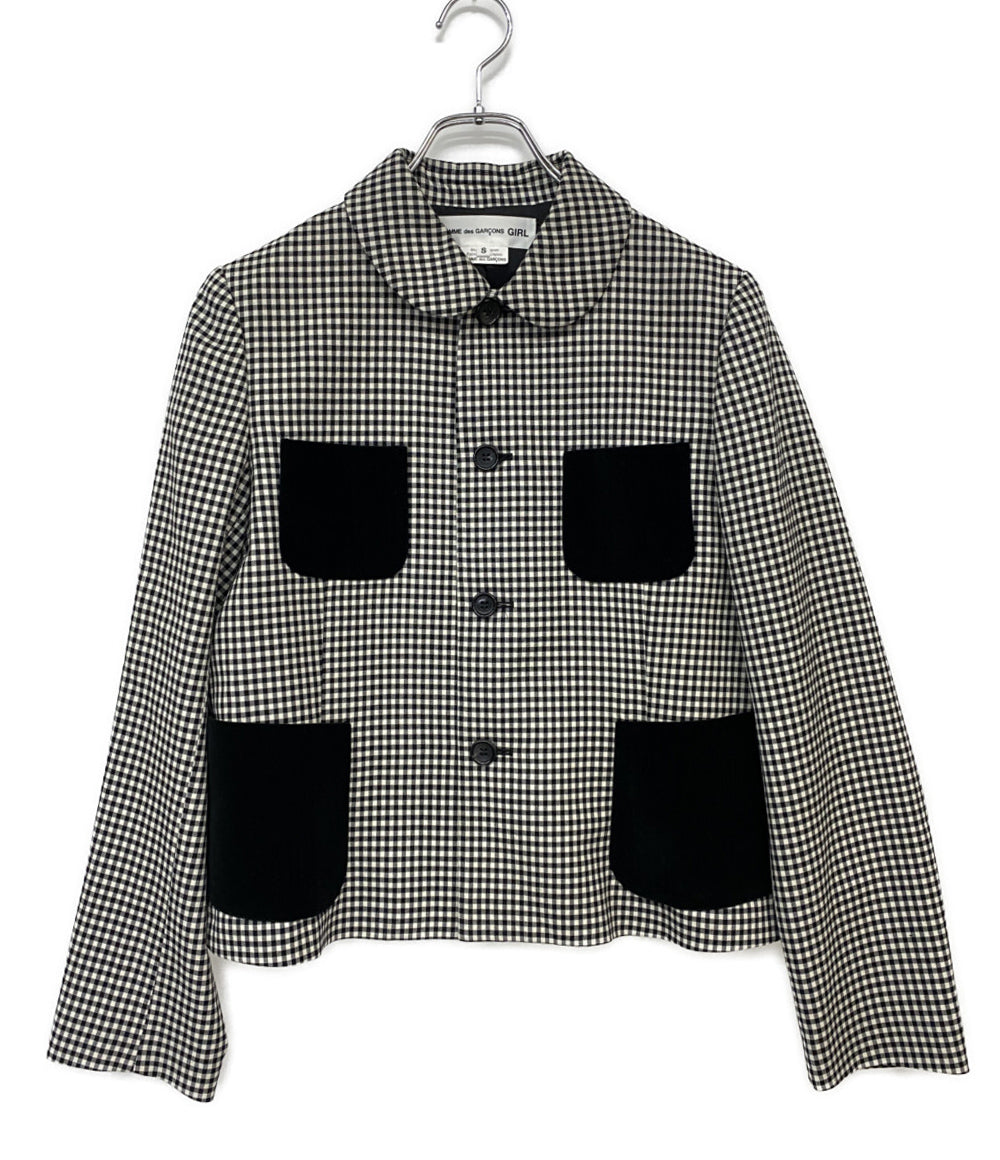 COMME des GARCONS GIRL 丸襟ベロアポケットジャケット 24AW NN-J006 レディース SIZE S コムデギャルソンガール