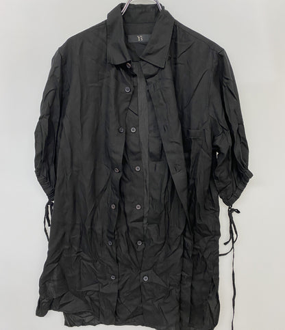 Y's 半袖シャツ CELLULOSE VIYELLA FRONT TUCKED BLOUSE 24SS レディース SIZE 2 ワイズ