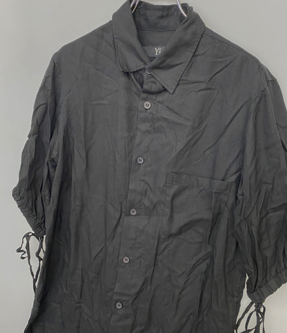 Y's 半袖シャツ CELLULOSE VIYELLA FRONT TUCKED BLOUSE 24SS レディース SIZE 2 ワイズ