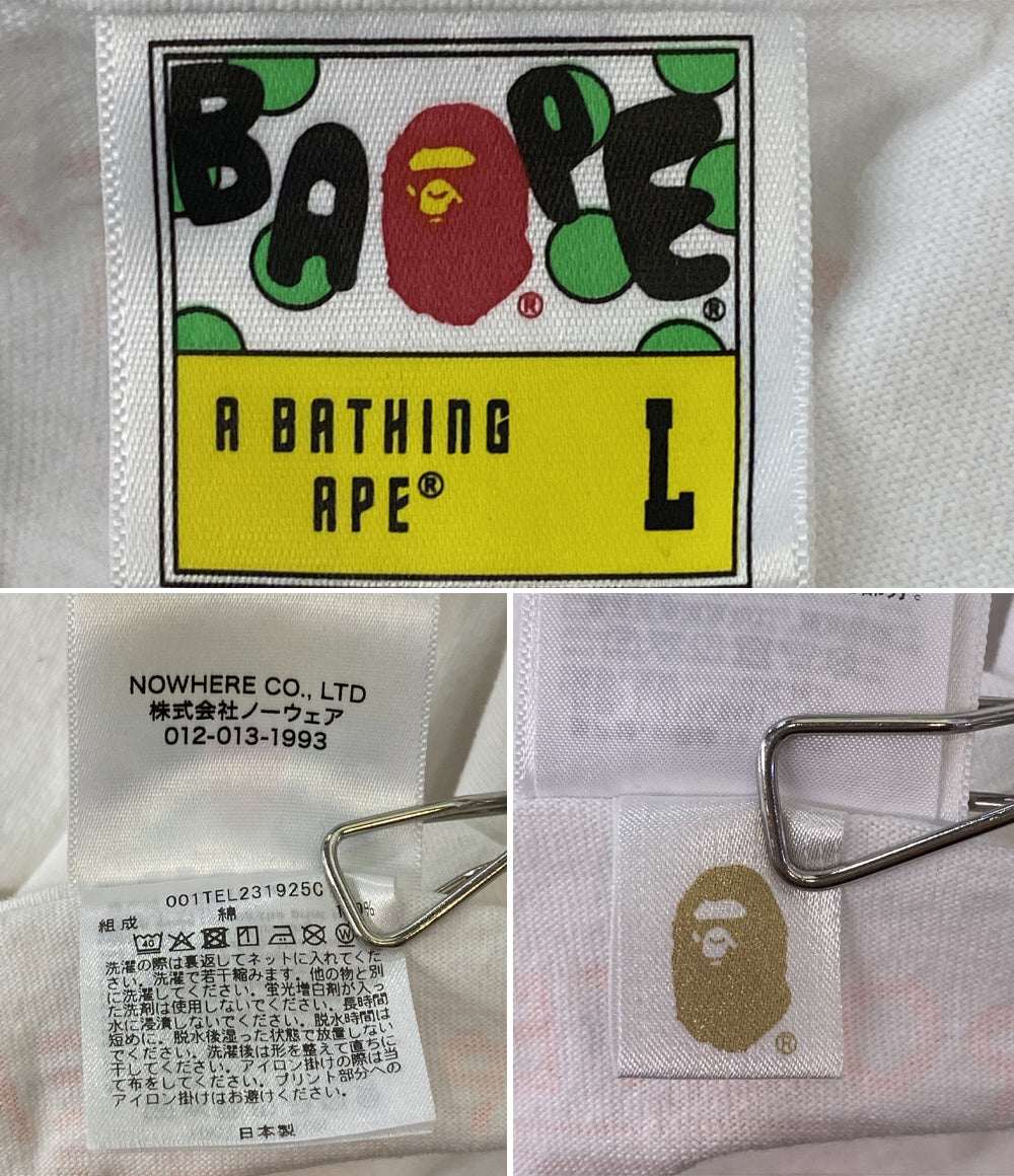 A BATHING APE×PORTER ポーター 半袖Ｔシャツ アーチロゴプリントTEE メンズ SIZE L アベイシングエイプ