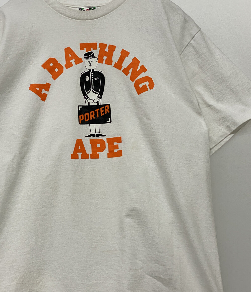A BATHING APE×PORTER ポーター 半袖Ｔシャツ アーチロゴプリントTEE メンズ SIZE L アベイシングエイプ
