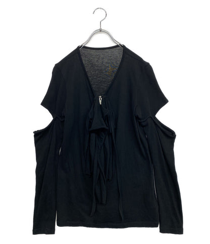 美品 YOHJI YAMAMOTO FEMME カットソー COTTON GAUZE DRAPED ZIP PO 25AW FL-T05-071 レディース SIZE 2 ヨウジヤマモトファム