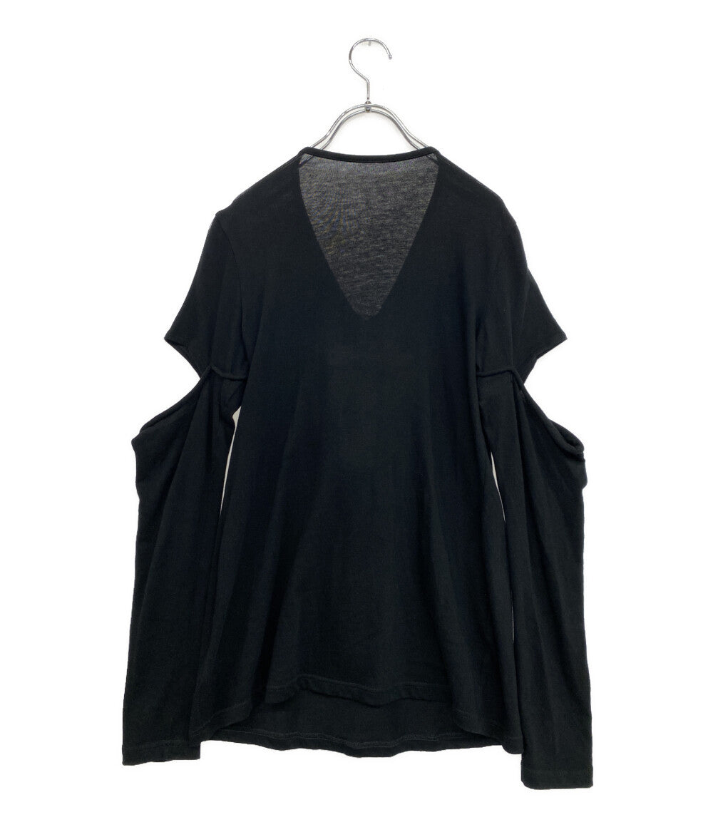 美品 YOHJI YAMAMOTO FEMME カットソー COTTON GAUZE DRAPED ZIP PO 25AW FL-T05-071 レディース SIZE 2 ヨウジヤマモトファム