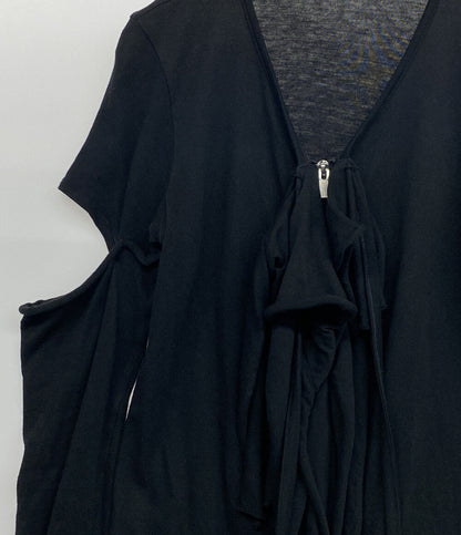 美品 YOHJI YAMAMOTO FEMME カットソー COTTON GAUZE DRAPED ZIP PO 25AW FL-T05-071 レディース SIZE 2 ヨウジヤマモトファム