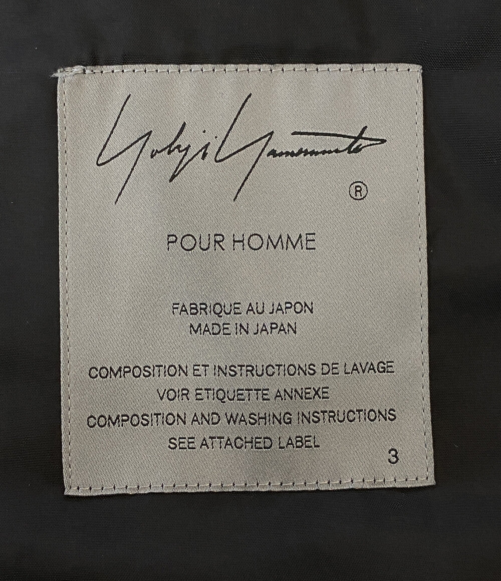 美品 YOHJI YAMAMOTO POUR HOMME ロングジャケット ARMY GABARDINE ZIPPER LONG JACKET 25W HM-J15-101 メンズ SIZE 3 ヨウジヤマモトプールオム