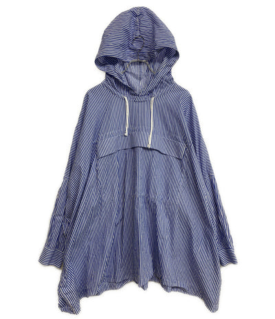 美品 COMME des GARCONS SHIRT ブルーストライプフーデットプルオーバーコート 22SS FI-C002 メンズ SIZE M コムデギャルソンシャツ