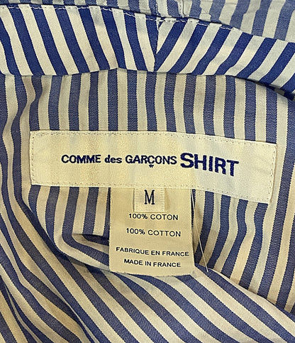 美品 COMME des GARCONS SHIRT ブルーストライプフーデットプルオーバーコート 22SS FI-C002 メンズ SIZE M コムデギャルソンシャツ