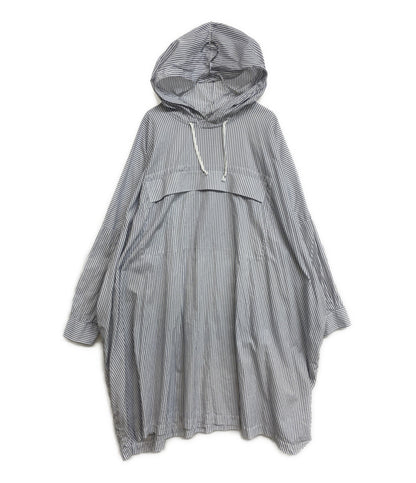 美品 COMME des GARCONS SHIRT ブラックストライプフーデットプルオーバーコート 22SS FI-C001 メンズ SIZE L コムデギャルソンシャツ