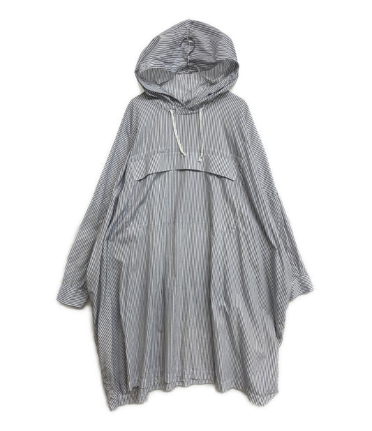 美品 COMME des GARCONS SHIRT ブラックストライプフーデットプルオーバーコート 22SS FI-C001 メンズ SIZE L コムデギャルソンシャツ