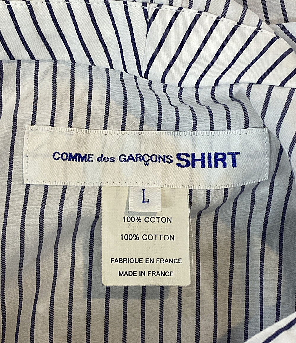美品 COMME des GARCONS SHIRT ブラックストライプフーデットプルオーバーコート 22SS FI-C001 メンズ SIZE L コムデギャルソンシャツ