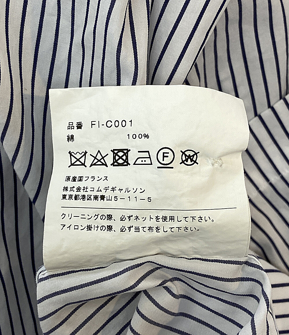 美品 COMME des GARCONS SHIRT ブラックストライプフーデットプルオーバーコート 22SS FI-C001 メンズ SIZE L コムデギャルソンシャツ