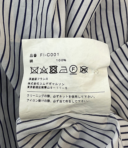 美品 COMME des GARCONS SHIRT ブラックストライプフーデットプルオーバーコート 22SS FI-C001 メンズ SIZE L コムデギャルソンシャツ