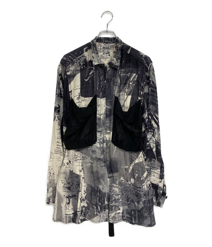 YOHJI YAMAMOTO FEMME 長袖シャツ グラフィックデザインシルクジップシャツ 22SS FG-B07-419 レディース SIZE 2 ヨウジヤマモトファム