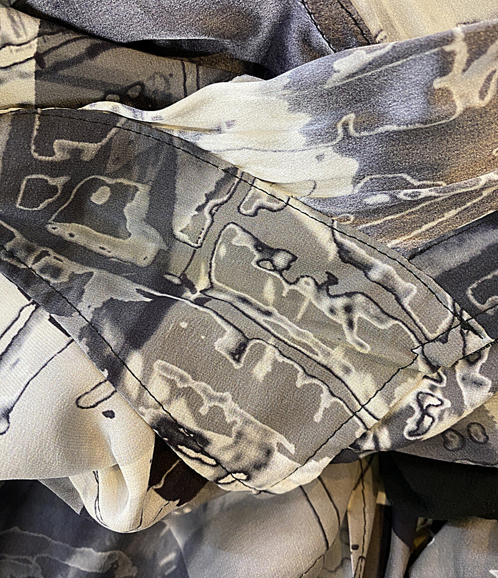 YOHJI YAMAMOTO FEMME 長袖シャツ グラフィックデザインシルクジップシャツ 22SS FG-B07-419 レディース SIZE 2 ヨウジヤマモトファム