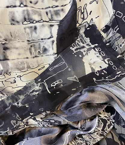 YOHJI YAMAMOTO FEMME 長袖シャツ グラフィックデザインシルクジップシャツ 22SS FG-B07-419 レディース SIZE 2 ヨウジヤマモトファム