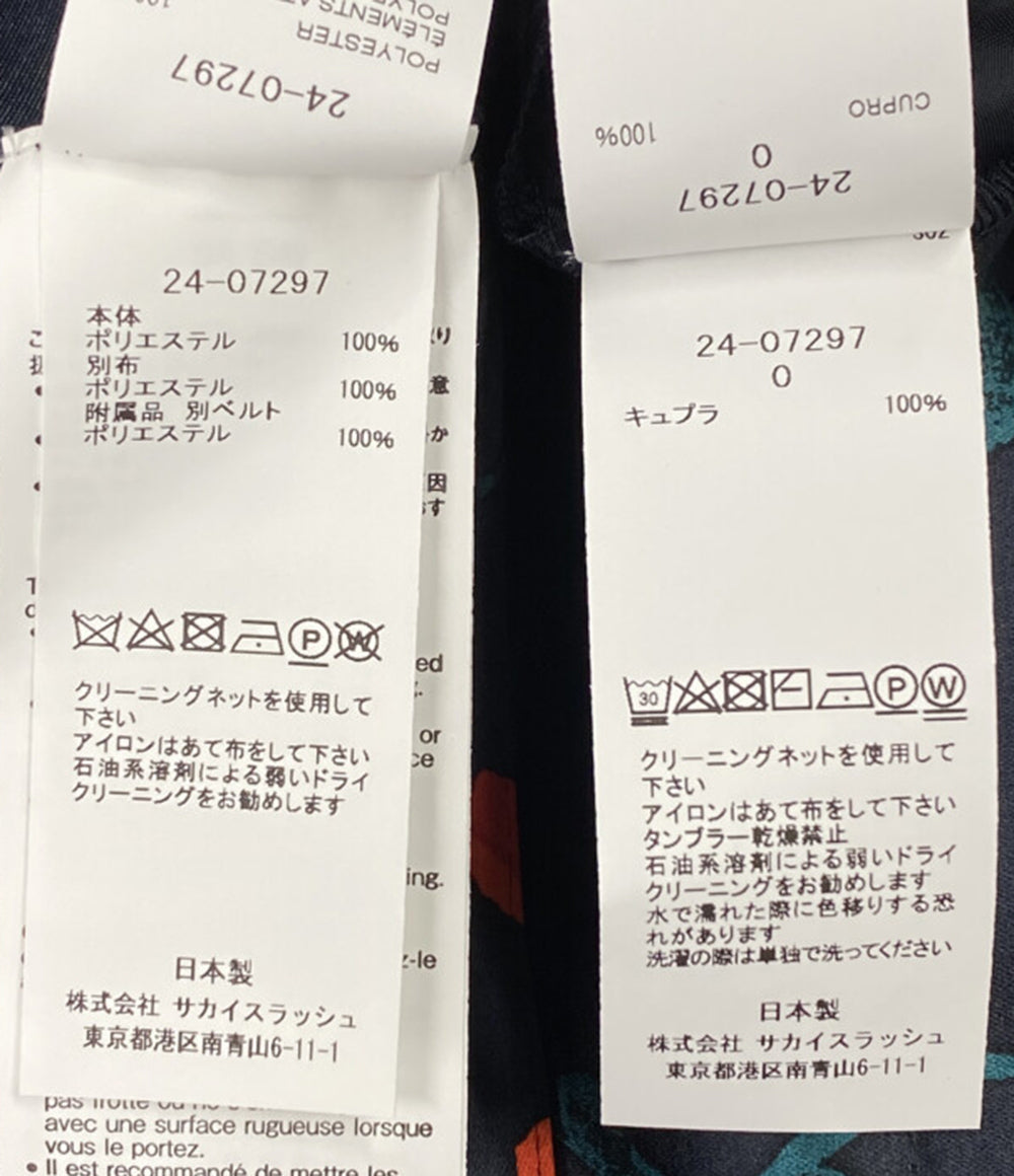 美品 sacai ペチ付きフラワープリント素材切替スカート 24SS レディース SIZE - サカイ