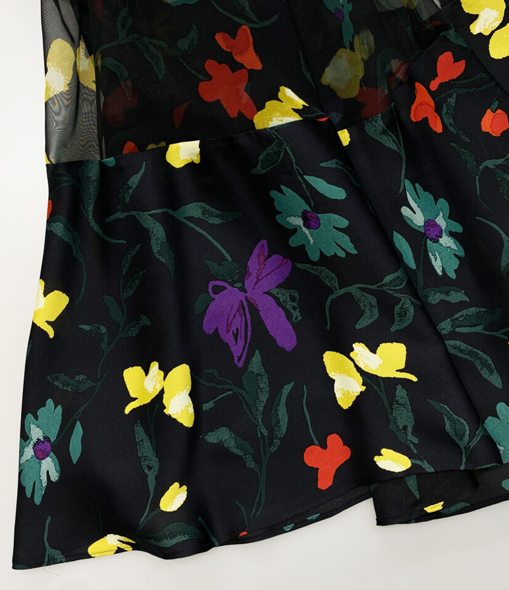 美品 sacai ペチ付きフラワープリント素材切替スカート 24SS レディース SIZE - サカイ