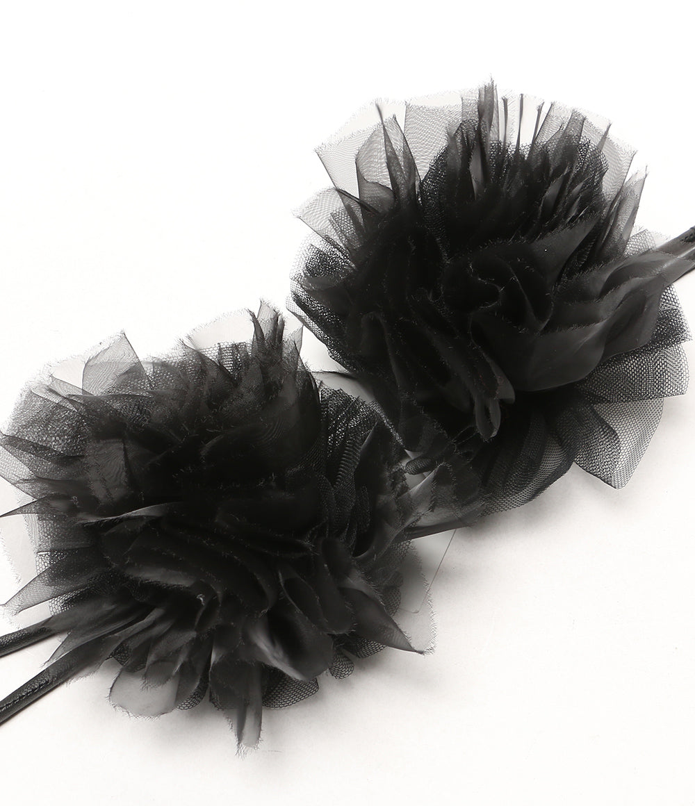 美品 noir kei ninomiya ナイロンチュール フラワーコサージュ ループタイ 25SS 3O-V020 レディース SIZE S ノワールケイニノミヤ