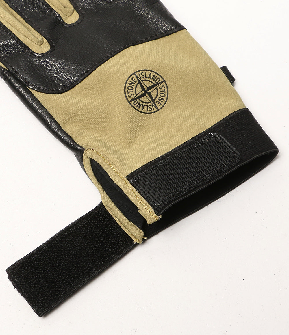 STONE ISLAND レザーコンビグローブ レディース SIZE M ストーンアイランド